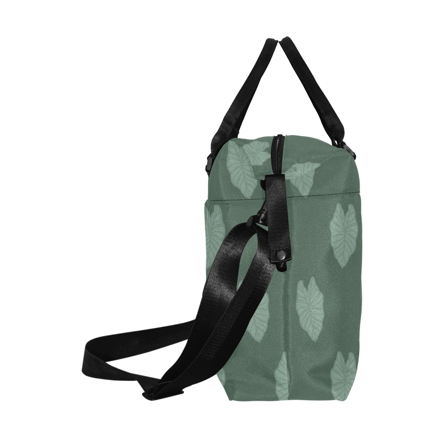 Kalo Taro Green Hawaiian Print Duffle Bag with Trolley Sleeve - The Huaka'i Weekender Duffle