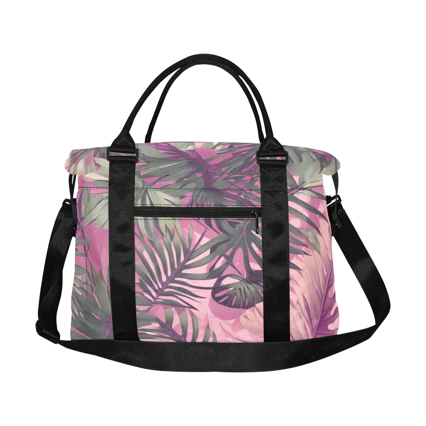 Hawaiian Tropical Print Pink Duffle Bag with Trolley Sleeve - The Huaka'i Weekender Duffle