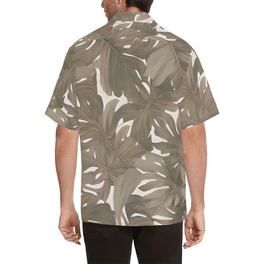 Monstera Neutral Color Men's Aloha Shirt