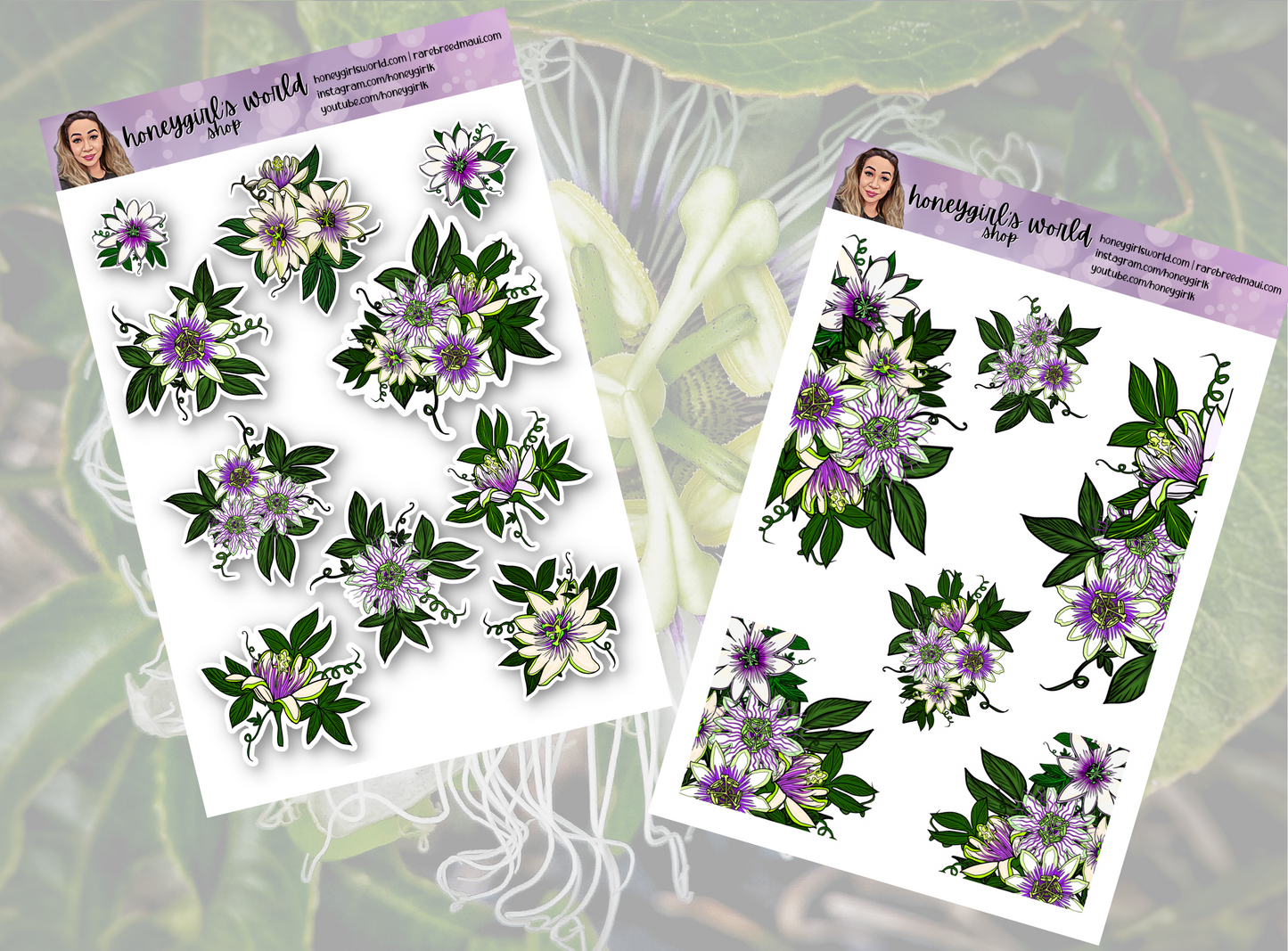 April Monthly Planner Sticker Kit - Spring Passion Fruit Liliko'i Blossom Design - 8 Pages Total, for use with Planners & Bullet Journals