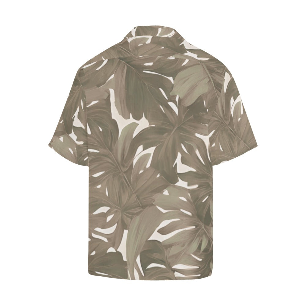 Monstera Neutral Color Men's Aloha Shirt