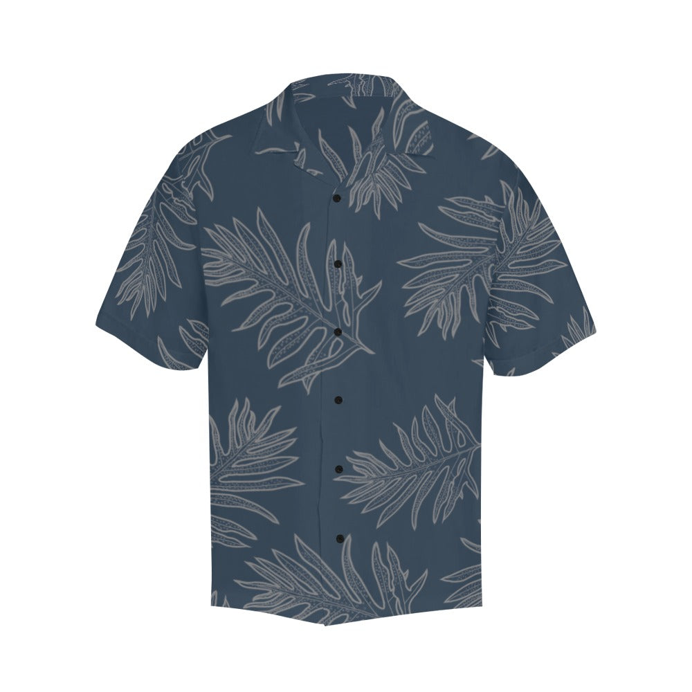 Laua'e Fern Hawaiian Print - Gray Blue Men's Aloha Shirt Hawaiian Shirt