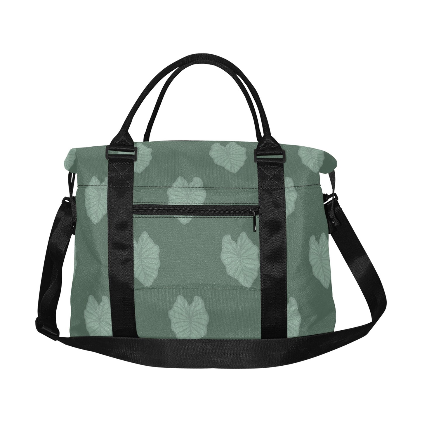 Kalo Taro Green Hawaiian Print Duffle Bag with Trolley Sleeve - The Huaka'i Weekender Duffle