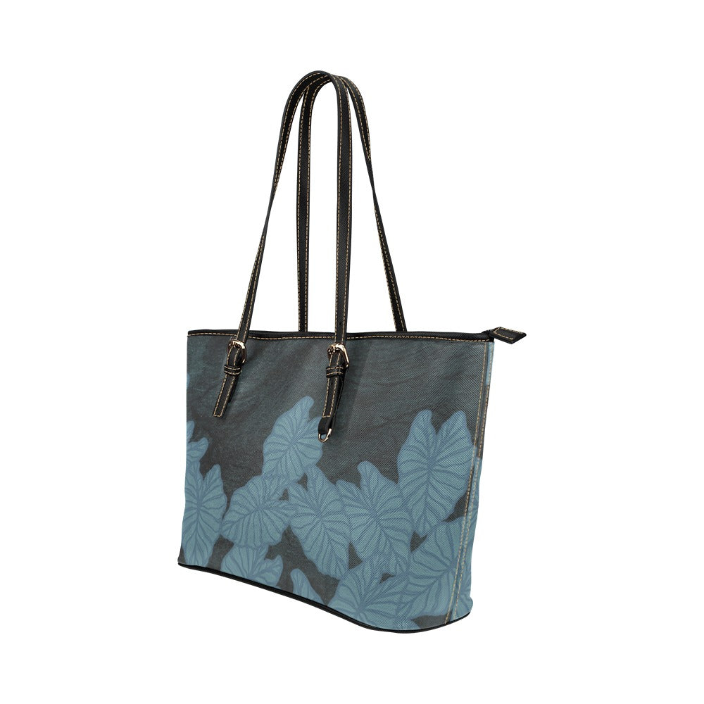 Kalo Blue Faux Leather Tote Bag / Large