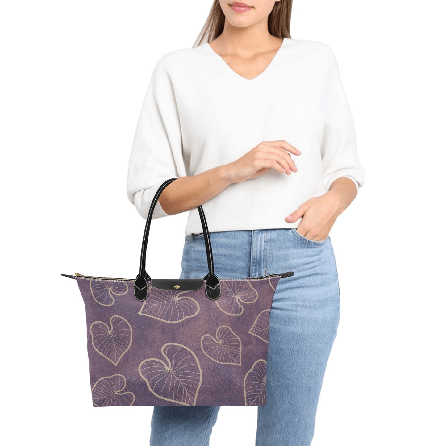 Kalo Taro Hawaiian Print Purple Watercolor Single Shoulder Handbag