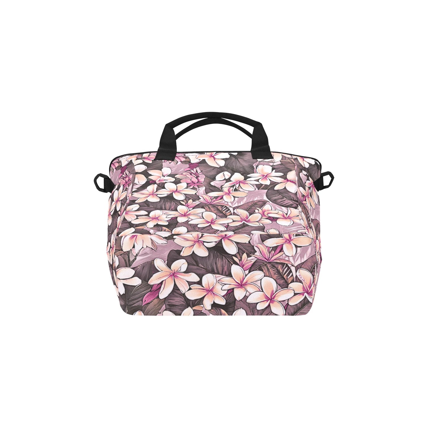 Plumeria Hawaiian Print Tote Bag Crossbody Pink with Shoulder Strap