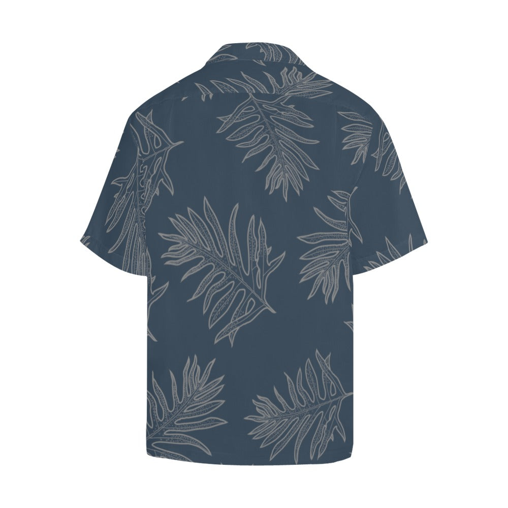 Laua'e Fern Hawaiian Print - Gray Blue Men's Aloha Shirt Hawaiian Shirt