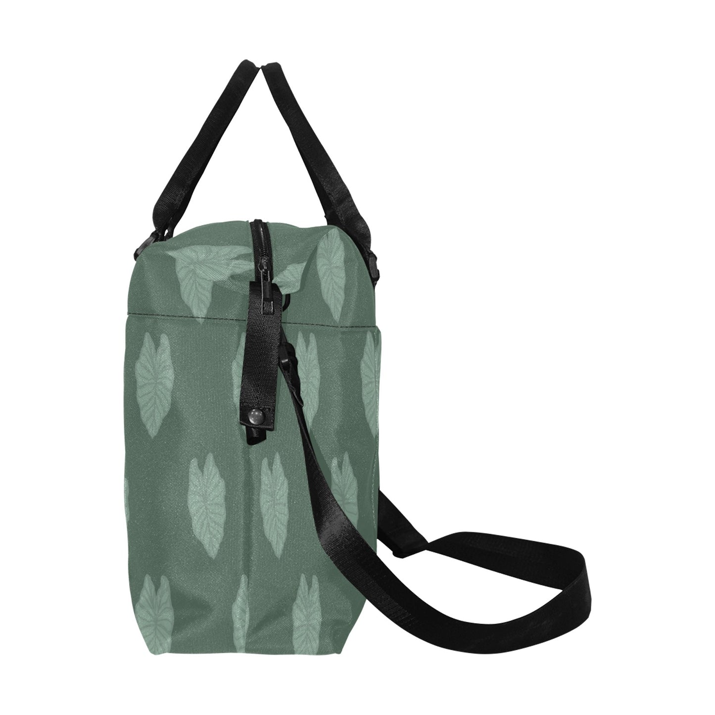 Kalo Taro Green Hawaiian Print Duffle Bag with Trolley Sleeve - The Huaka'i Weekender Duffle