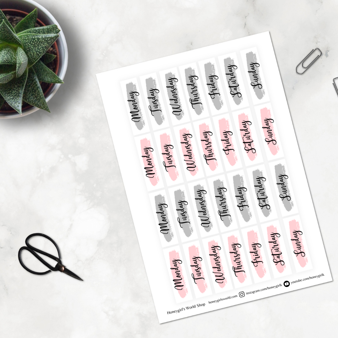 Days of the Week Sticker Sheet