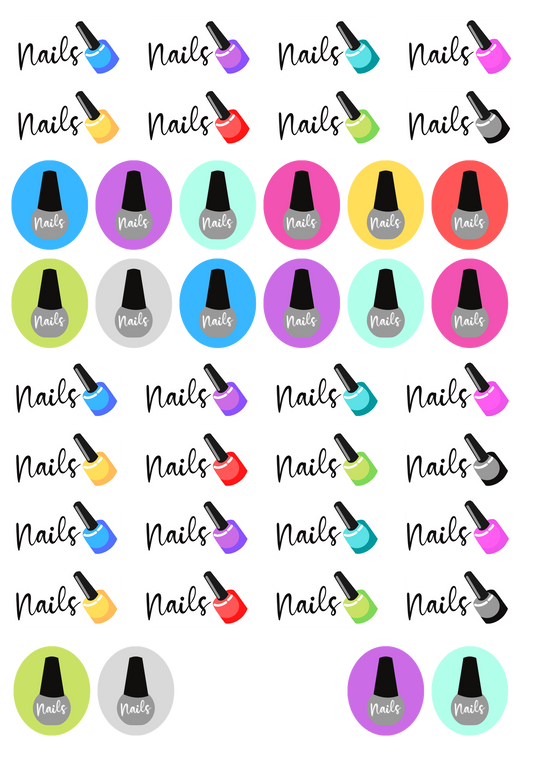 Nail Polish Self Care Sticker Sheet (colorful)