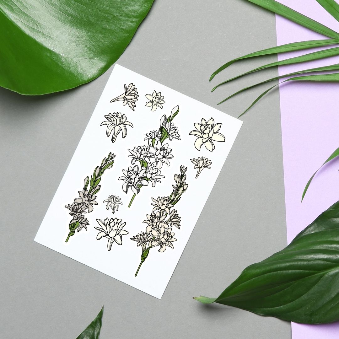 Tuberose Hand-drawn Sticker Sheet