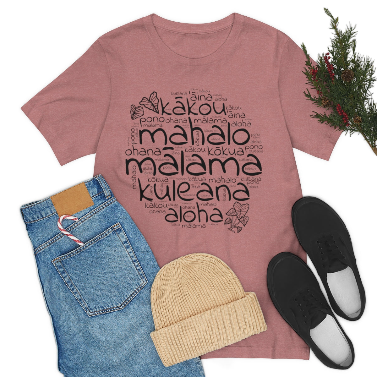 Hawaiian 'Olelo Hawai'i Kuleana with Kalo Plant T-Shirt, Unisex Jersey Short Sleeve Tee