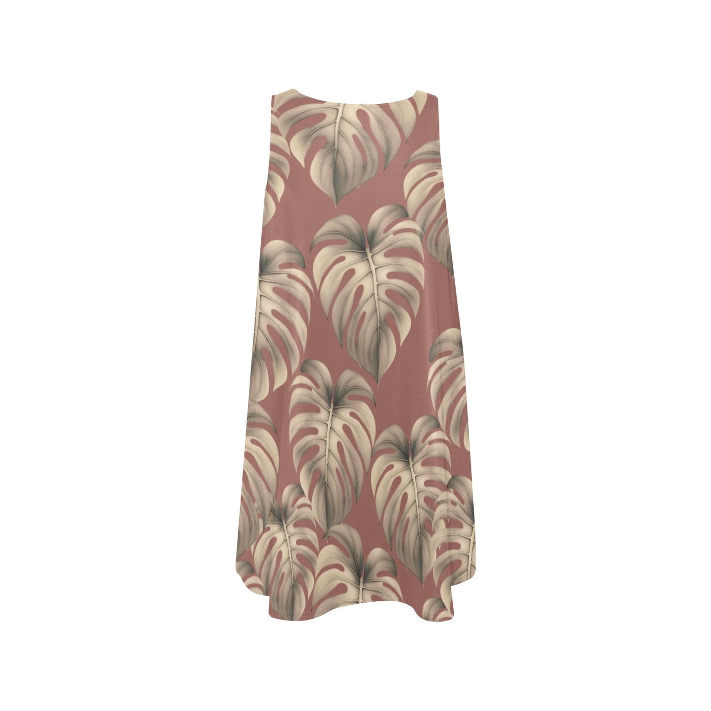 Monstera Mauve Sleeveless A Line Dress with Pockets