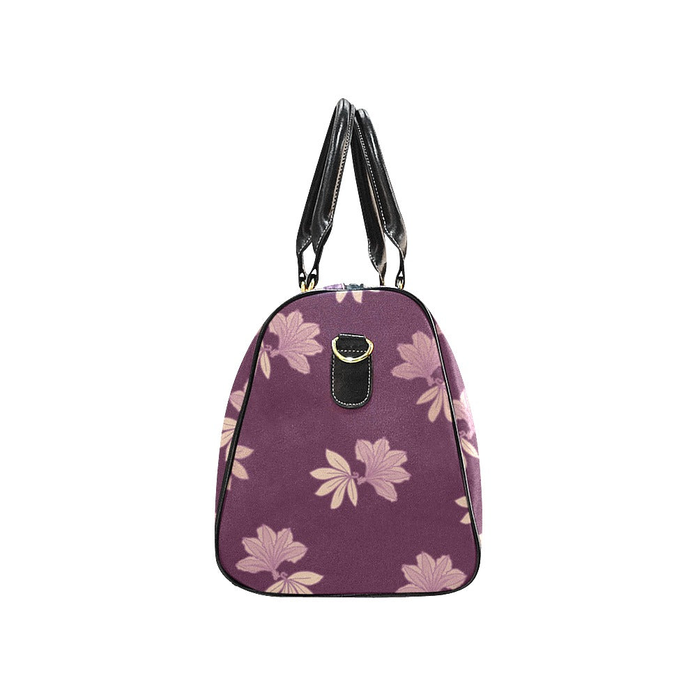 Naupaka Hawaiian Print Waterproof Travel Bag - Burgundy and Pink