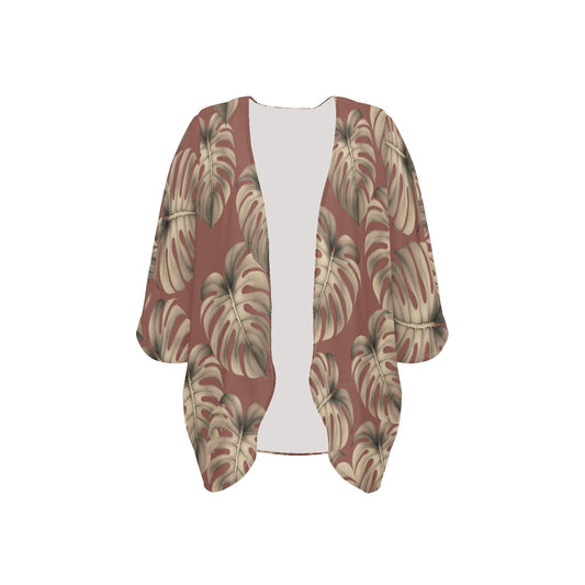 Monstera Mauve Kimono Chiffon Cover Up