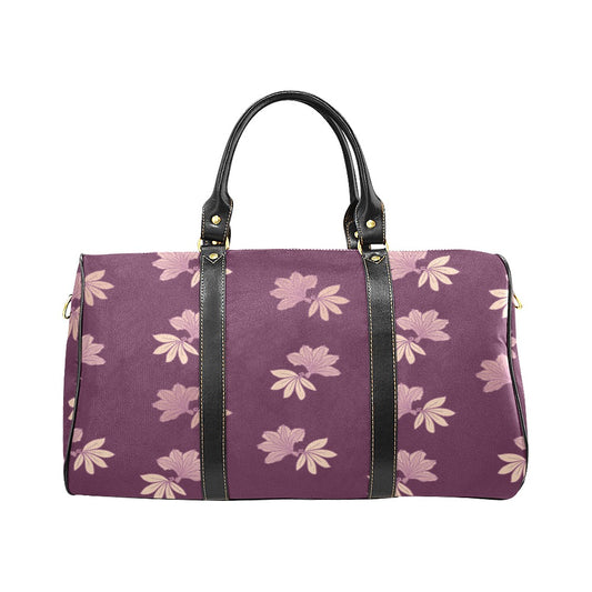Naupaka Hawaiian Print Waterproof Travel Bag - Burgundy and Pink