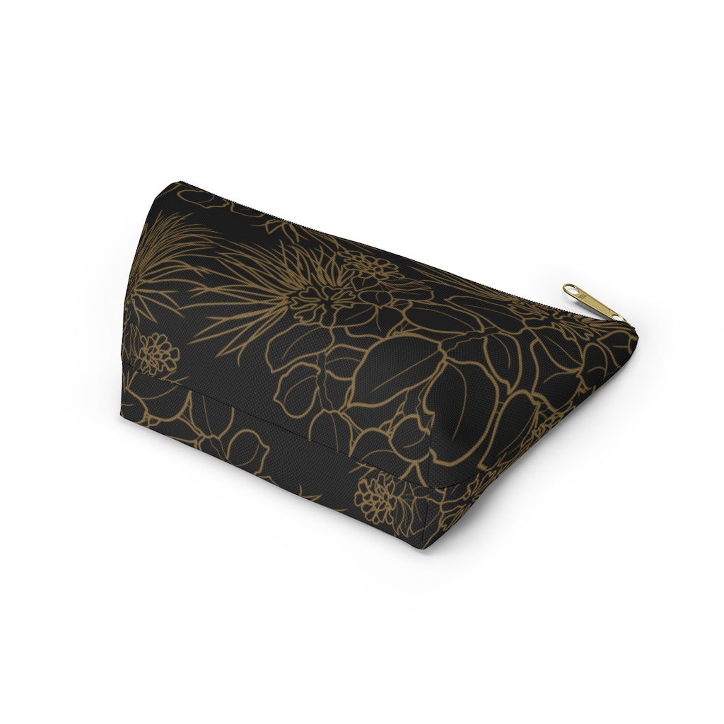 Ohia Lehua Gold and Black Accessory Pouch w T-bottom