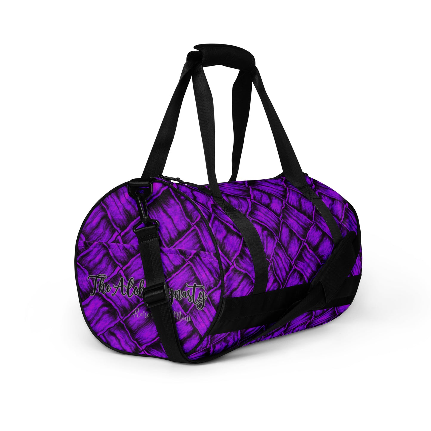 Neon Purple Aloha Dynasty Lauhala Hawaiian Print Gym Bag | Duffle Bag