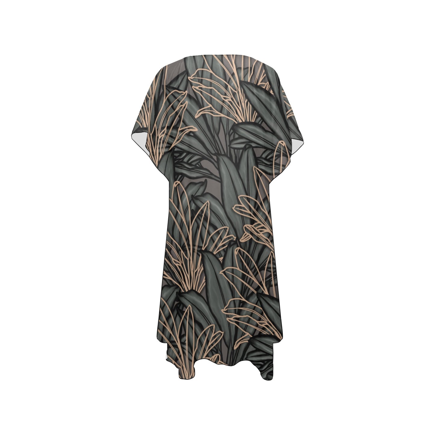 La'i Design Mid Length Side Slit Kimono Coverup Mid-Length Side Slits Chiffon Cover Up