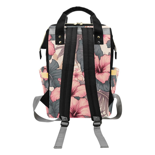 Hibiscus Hawaiian Print Multi-Function Backpack - Soft Tones