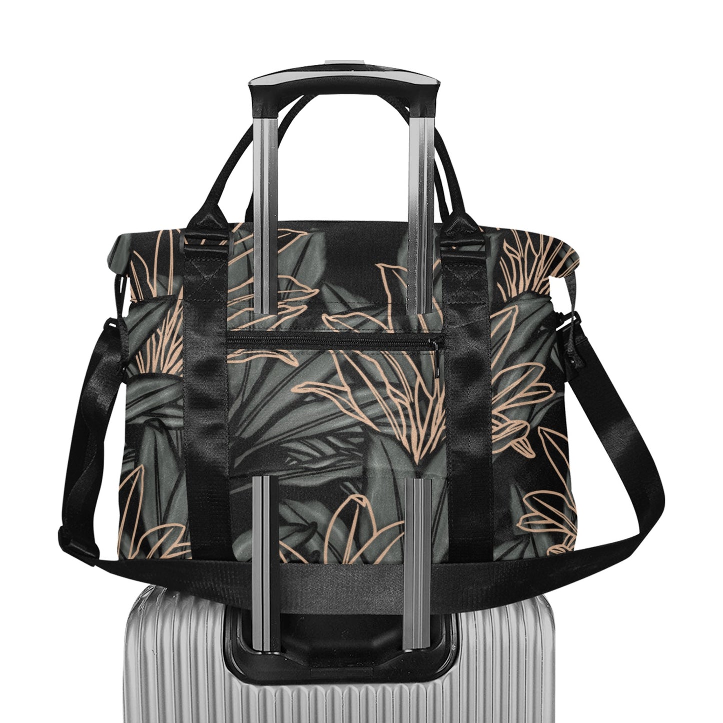 La'i Ti Leaf Ki Design Hawaiian Print Duffle Bag with Trolley Sleeve - The Huaka'i Weekender Duffle