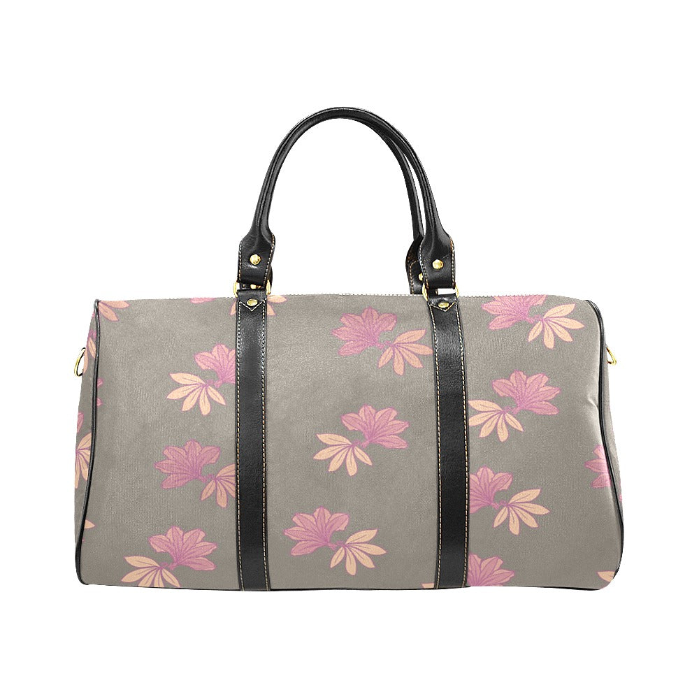 Naupaka Hawaiian Print Taupe Waterproof Travel Bag Duffle bag Small