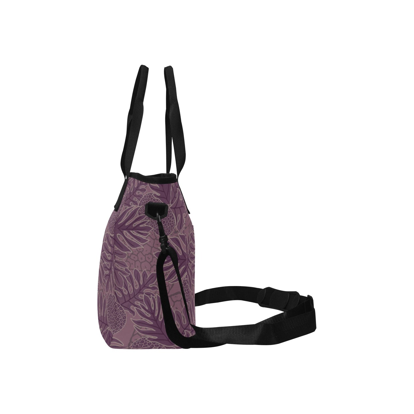 Ulu Breadfruit Hawaiian Print Tote Bag Crossbody - Purple Tote Bag with Shoulder Strap