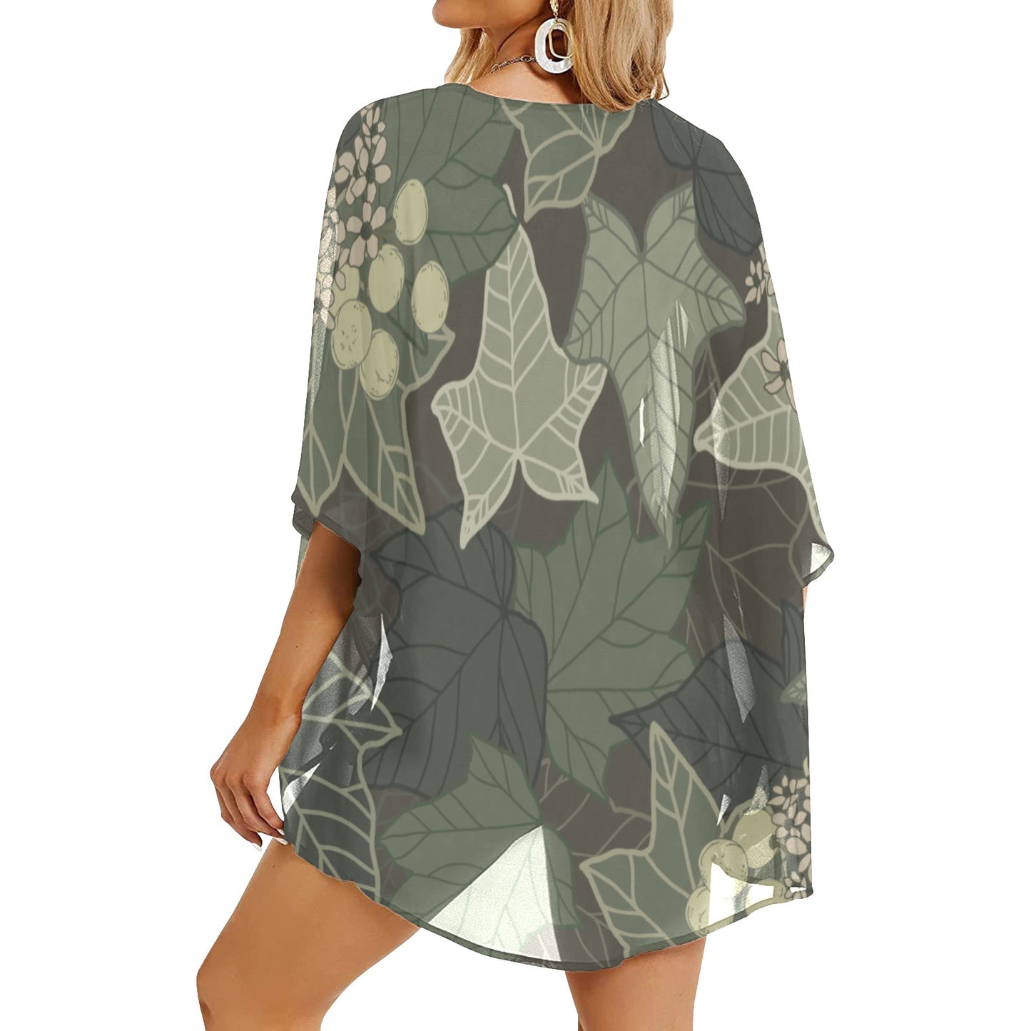 Kukui Nut Hawaiian Print Kimono Cover Up (Chiffon Cover Up)
