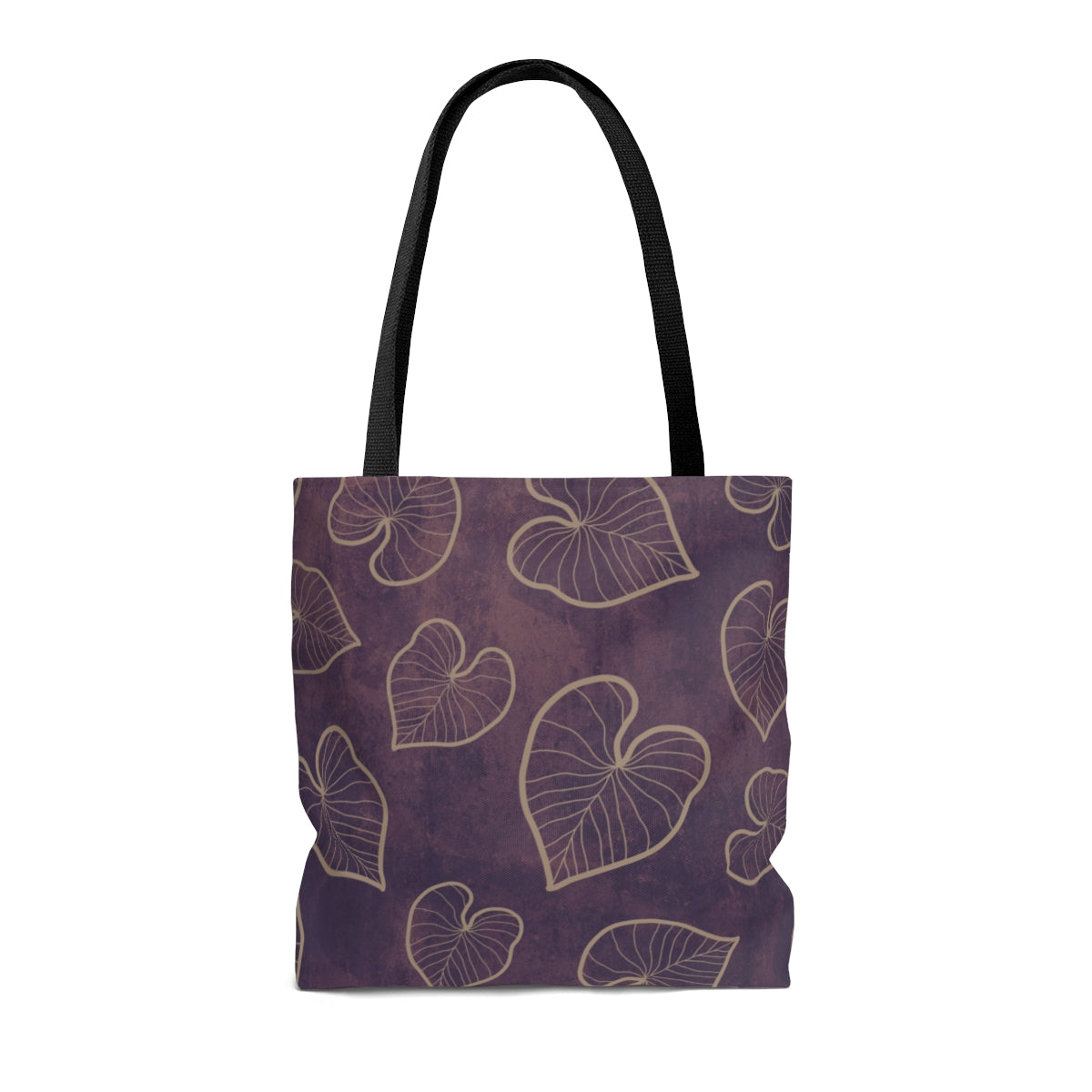 Kalo Taro Hawaiian Print on Purple Watercolor Tote Bag