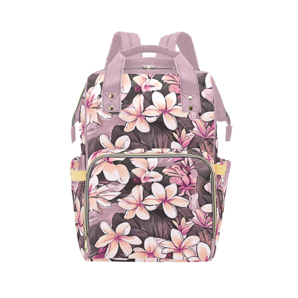 Plumeria Hawaiian Print Multi-Function Backpack