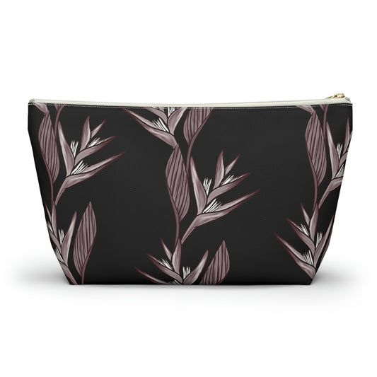Heliconia Hawaiian Print Design Accessory Pouch w T-bottom