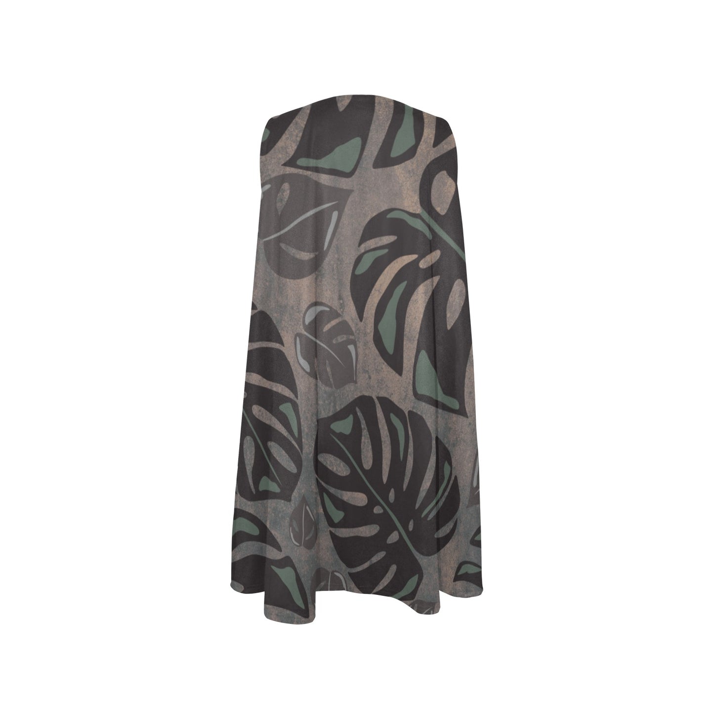 Monstera Hawaiian Print Watercolor Sleeveless A Line Dress with Pockets Sleeveless A-Line Pocket Dress
