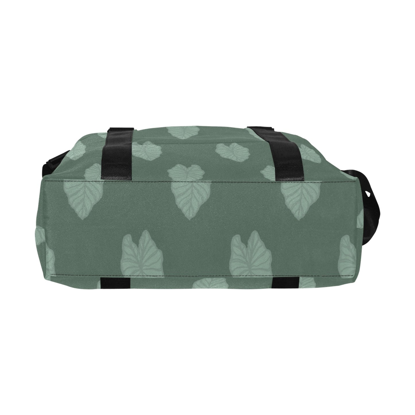 Kalo Taro Green Hawaiian Print Duffle Bag with Trolley Sleeve - The Huaka'i Weekender Duffle