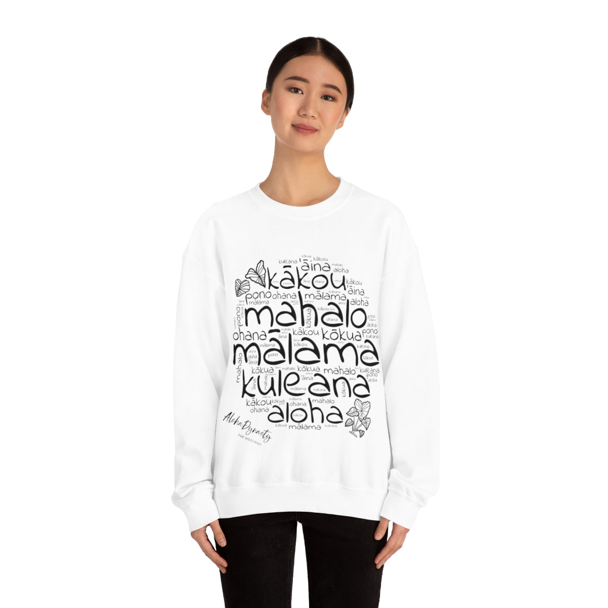 Hawaiian 'Olelo Hawai'i Kuleana with Kalo Plant Unisex Heavy Blend™ Crewneck Sweatshirt