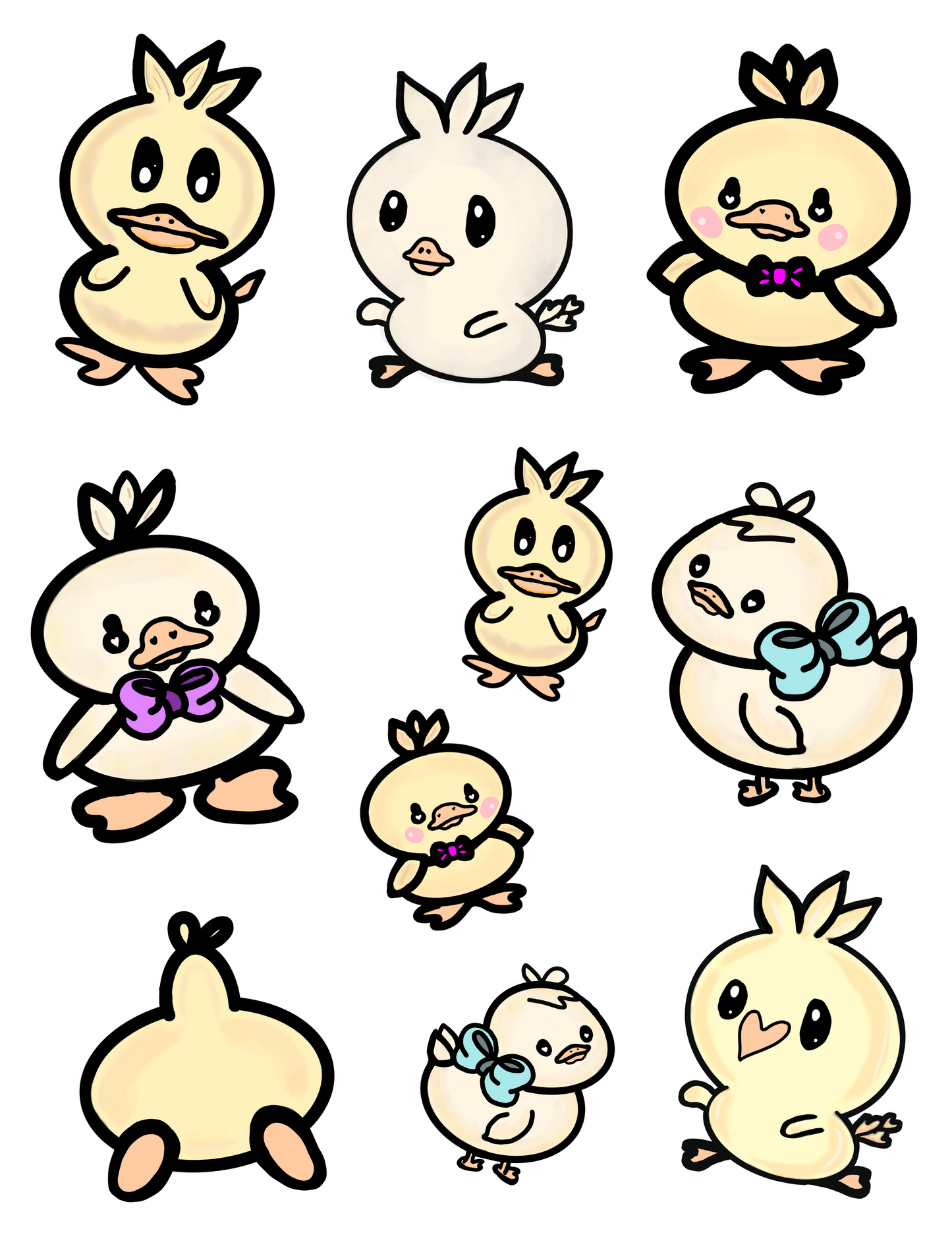 Duckie Friends Hand-drawn Sticker Sheet