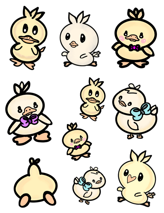 Duckie Friends Hand-drawn Sticker Sheet