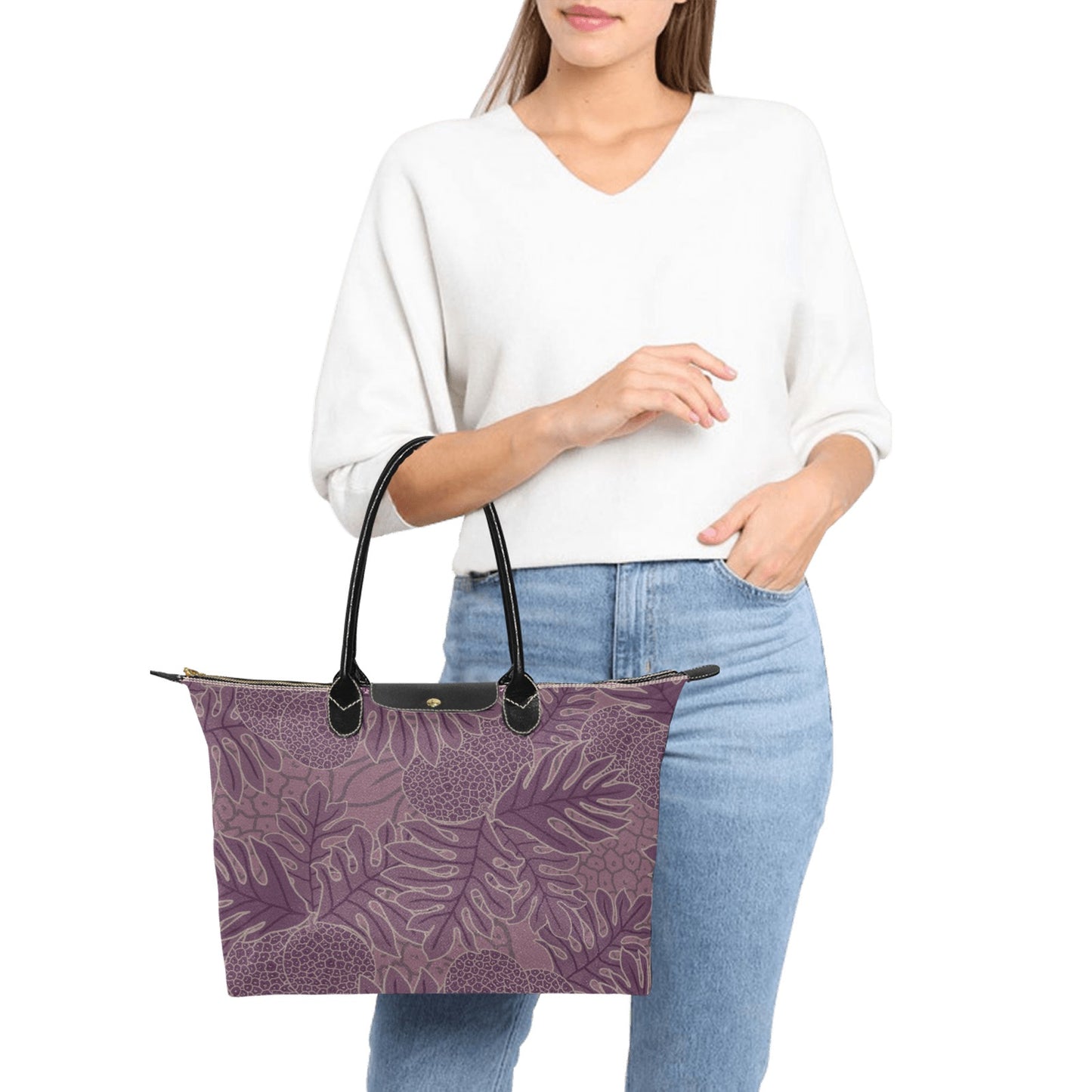 Ulu Breadfruit Hawaiian Print Purple Single Shoulder Handbag