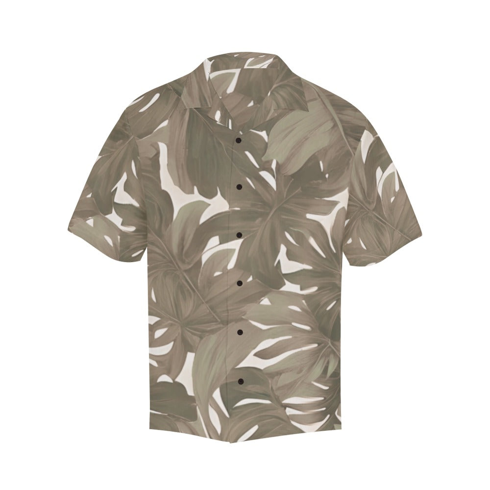Monstera Neutral Color Men's Aloha Shirt