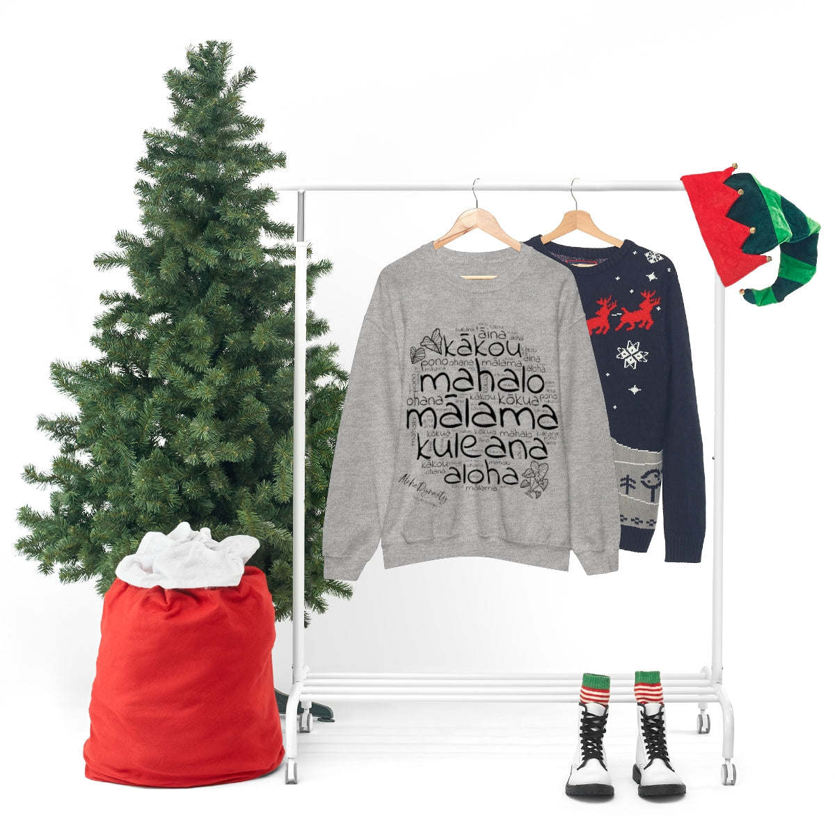 Hawaiian 'Olelo Hawai'i Kuleana with Kalo Plant Unisex Heavy Blend™ Crewneck Sweatshirt