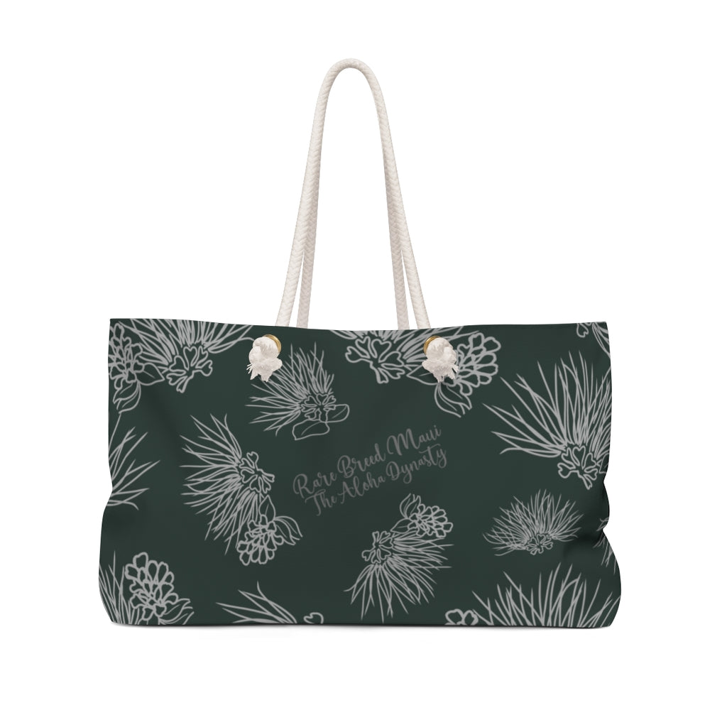 'Ohia Lehua Hawaiian Print Weekender Bag - Dark Green