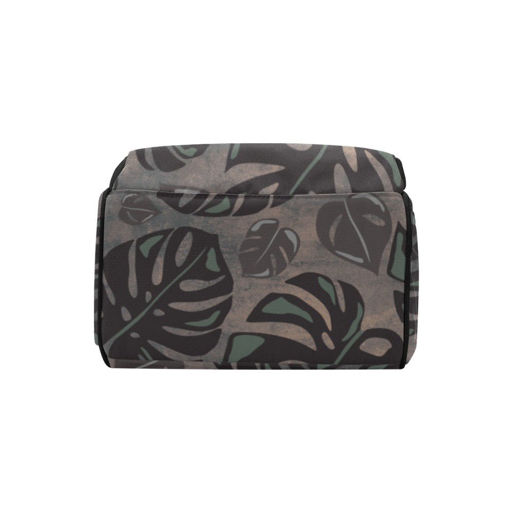 Monstera Watercolor Hawaiian Print Design Mommy Backpack or Planner Bag - Multi-Function Backpack
