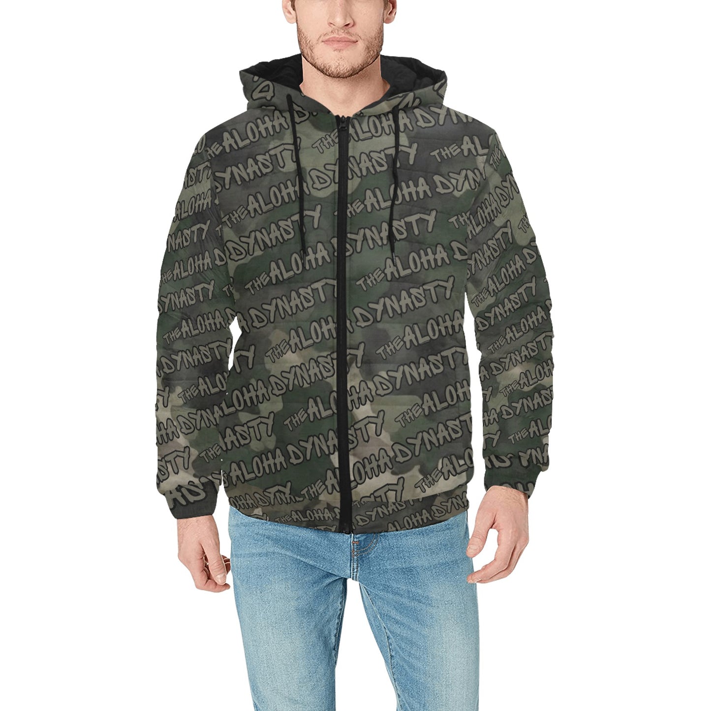 Aloha Dynasty Graffiti Camouflage Padded Hooded Jacket