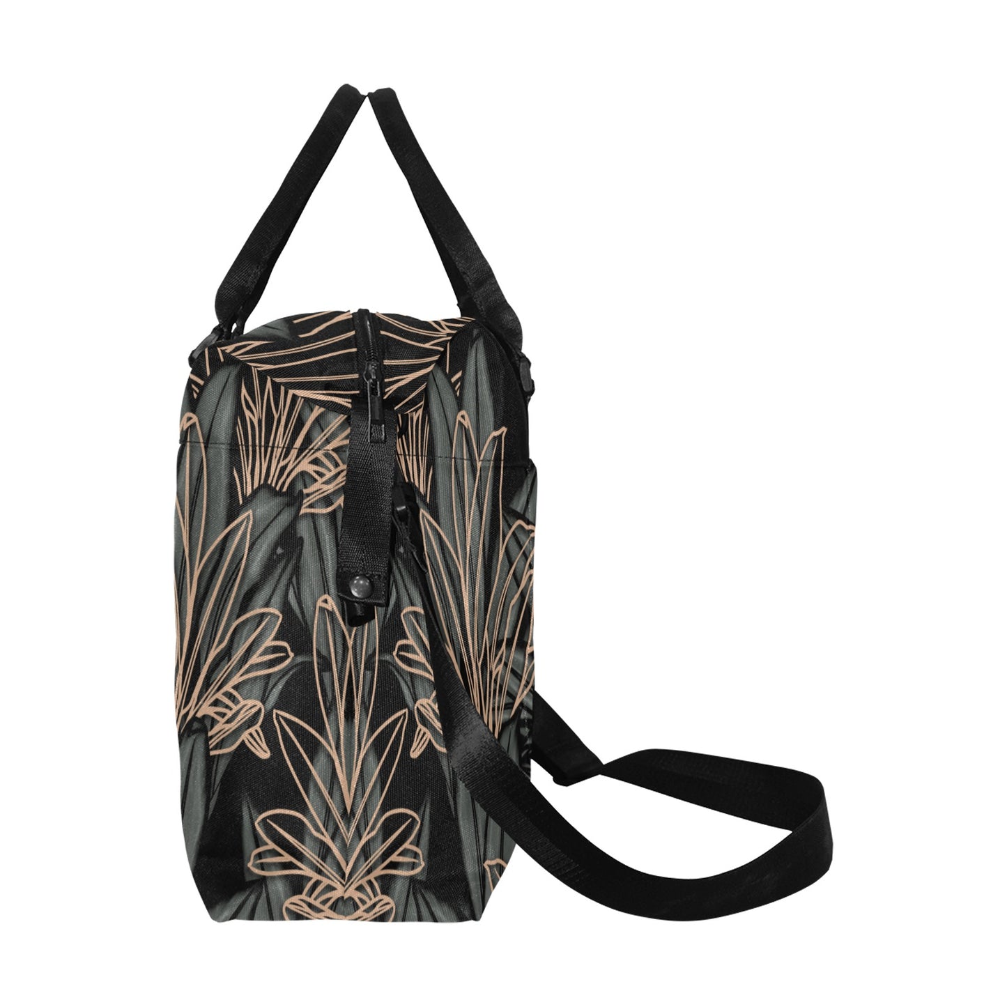 La'i Ti Leaf Ki Design Hawaiian Print Duffle Bag with Trolley Sleeve - The Huaka'i Weekender Duffle
