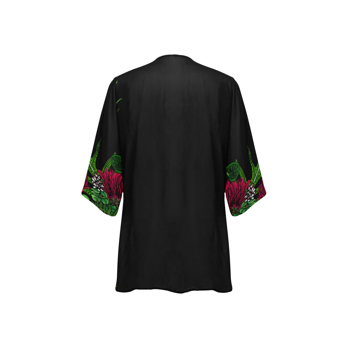 'Ohia Lehua and Hawaiian Fern Women's Kimono Chiffon Cover Up Women's Kimono Chiffon Cover Up