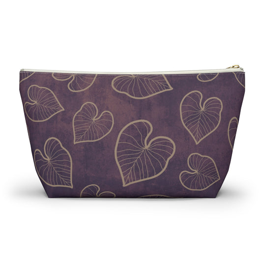 Kalo Taro Hawaiian Print Purple Watercolor Accessory Pouch with T-bottom