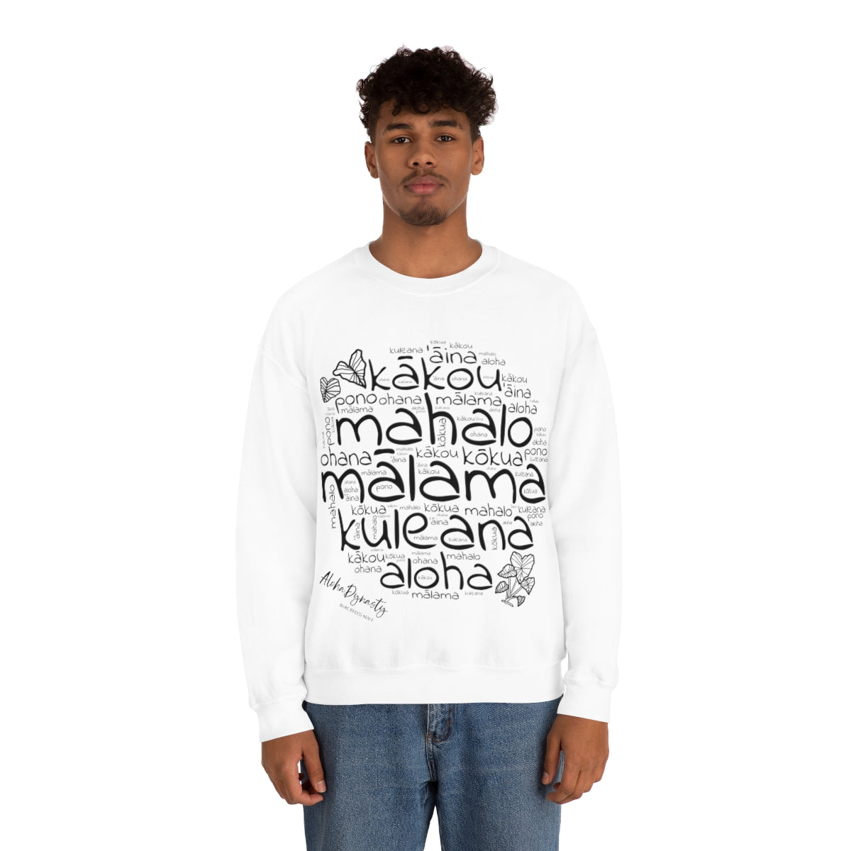 Hawaiian 'Olelo Hawai'i Kuleana with Kalo Plant Unisex Heavy Blend™ Crewneck Sweatshirt