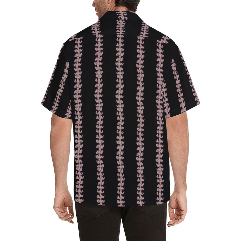 Puakenikeni Men's Aloha Shirt - Blush and Black
