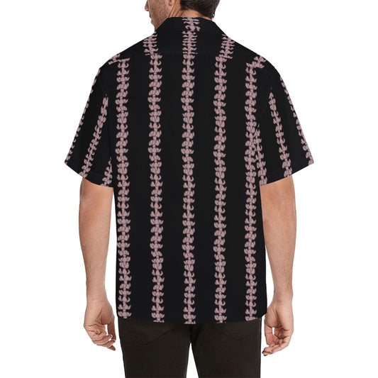Puakenikeni Men's Aloha Shirt - Blush and Black