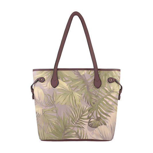 Hawaiian Tropical Print Soft Tones Canvas Tote Bag