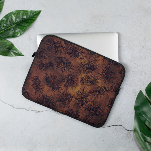 'Ohia Lehua Blossom Laptop Sleeve - Rust Watercolor
